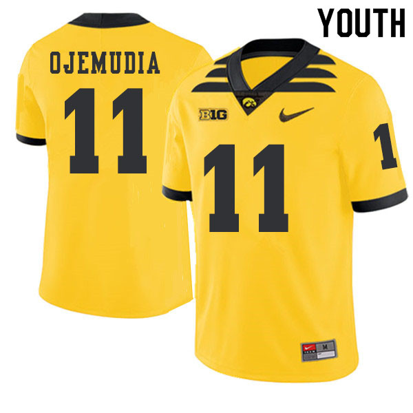 2019 Youth #11 Michael Ojemudia Iowa Hawkeyes College Football Alternate Jerseys Sale-Gold - Click Image to Close